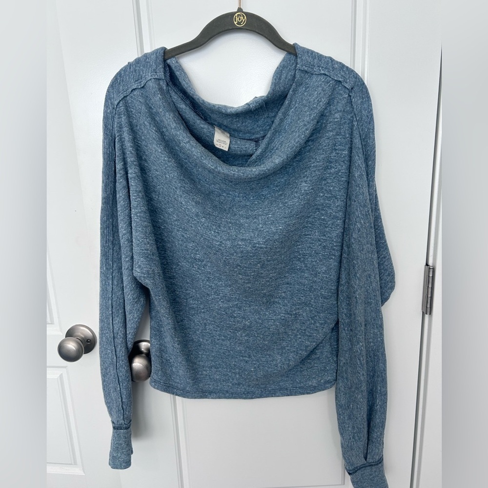 We The Free Free People Blue Cowl Neck Sweater Small